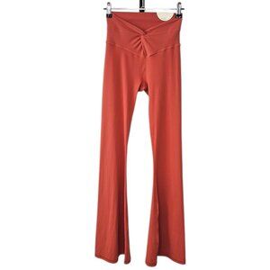 Aerie Offline Real Me Extra Flare Twist Front Leggings, Yoga, Orange, Size Small